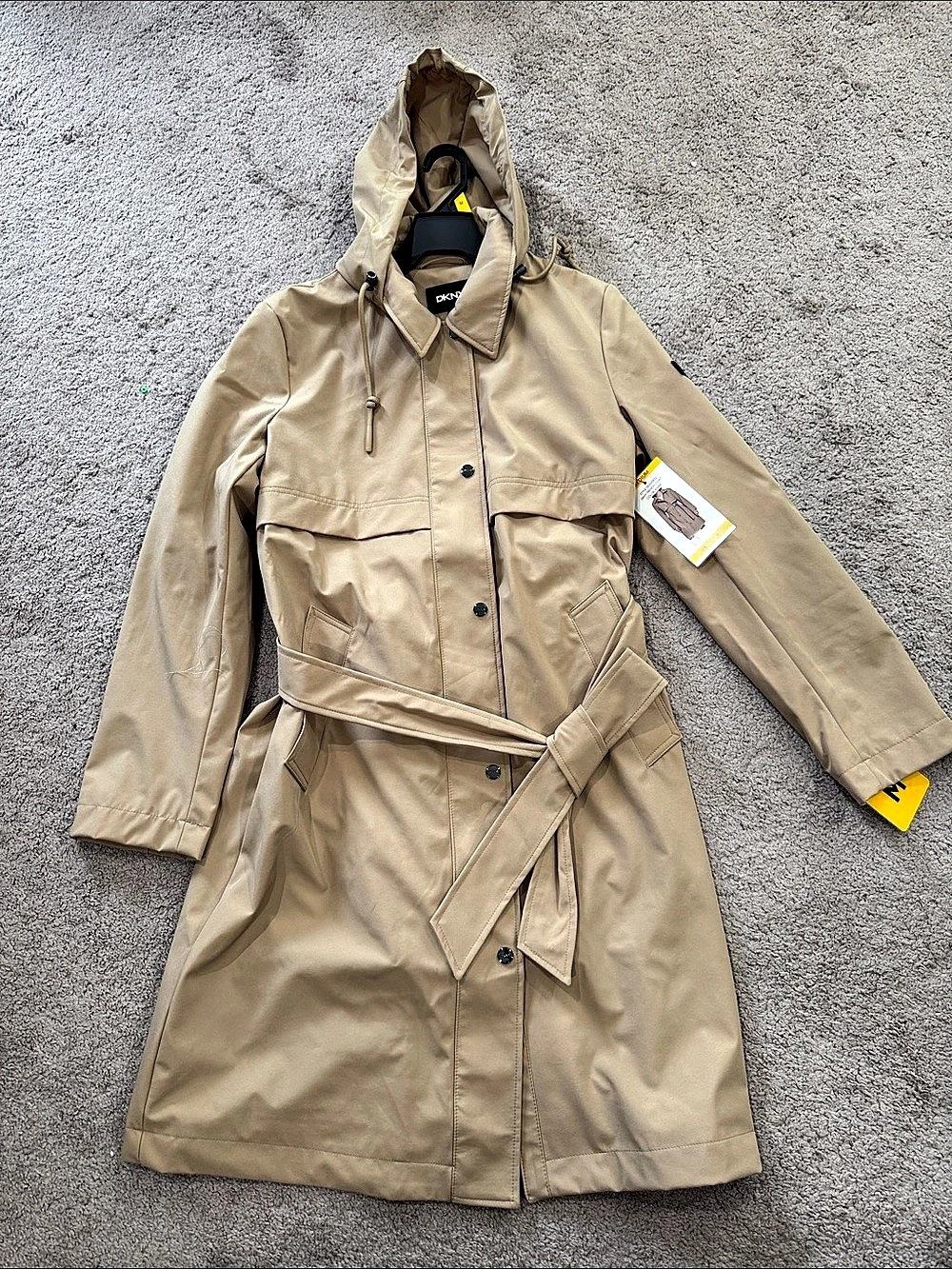 DKNY Softshell Hooded Trench Coat Beige